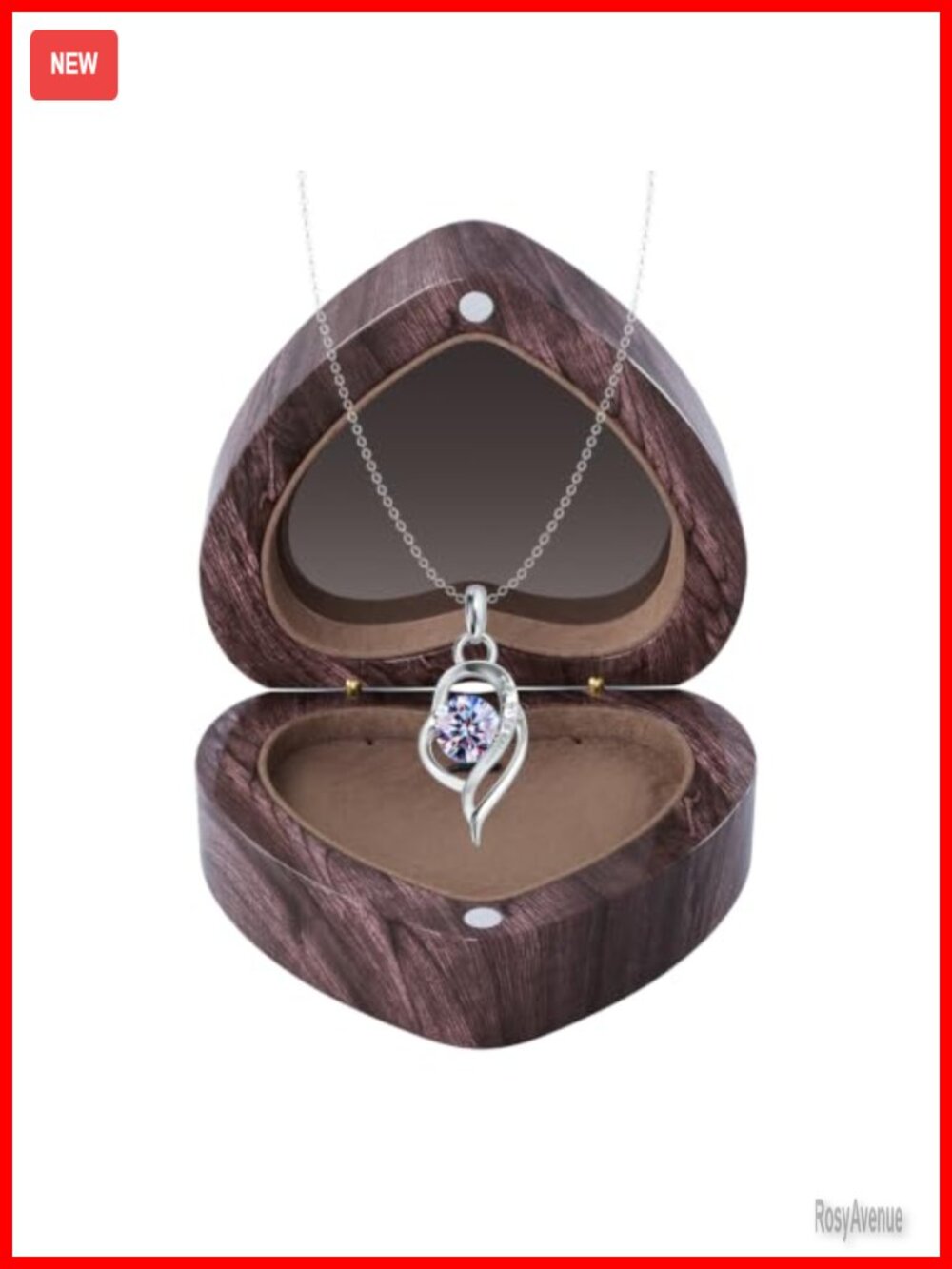 Moissanite S925 Sterling Silver Pendant Necklace Gift Box Women Birthday